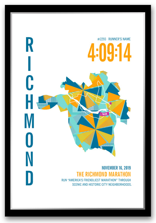 Richmond 26.2 City Race Map Marathon Poster